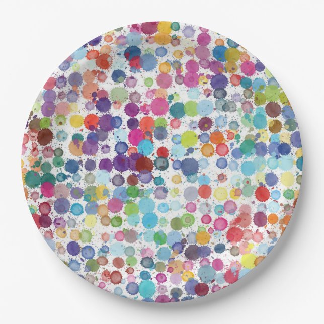 Paper plate Retro art Paint rainbow (Front)