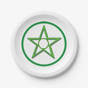 Paper Plate - Star and Circles in Green