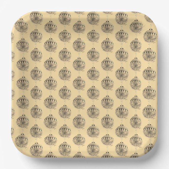 Paper Plate - Tree Ornaments on Pale Yellow (Front)