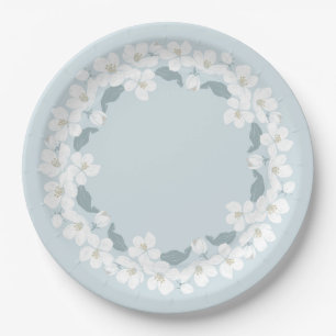 PAPER PLATE :  WHITE CHERRY BLOSSOMS WREATH