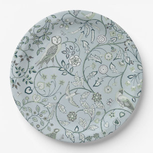 PAPER PLATE : WILLIAM MORRIS : OWL & PHEASANT
