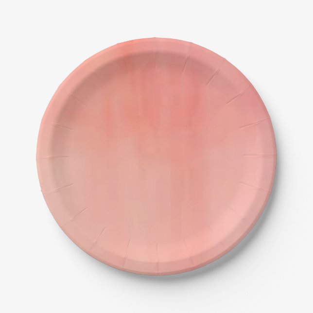 Paper plate with a peach watercolor design (Front)
