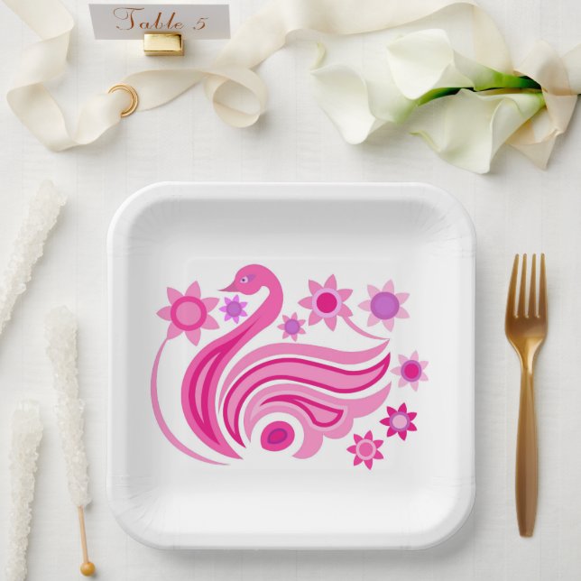 PAPER PLATE WITH BEAUTIFUL ART OF BIRD AND FLOWER (Wedding)
