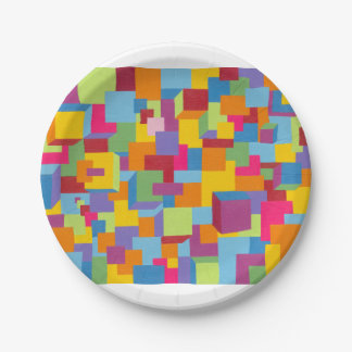 Paper Plate With Fun Bright Bold Fine Art Design