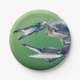 Paper Plate with Large Blue Crab