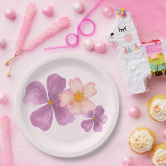 paper plate with watercolor flowers
