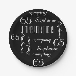 Paper Plates, 65th Birthday Party Repeating Names Plate