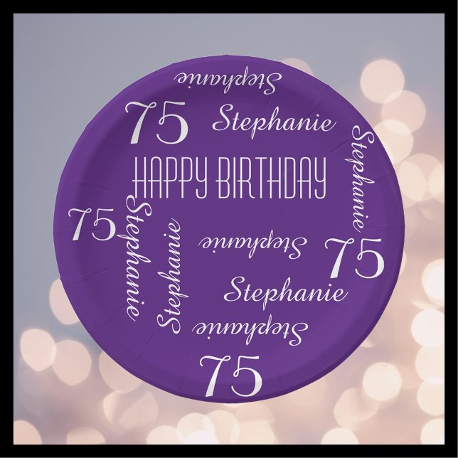 Paper Plates, 75th Birthday Party Repeating Names Plate (Creator Uploaded)