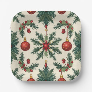 Paper Plates, 7" Square Paper Plate(christmas) Paper Plate