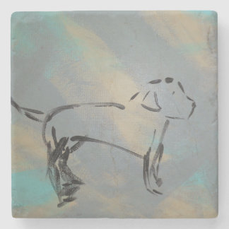 Paper Plates 7" With Abstract Background and Dog Stone Coaster