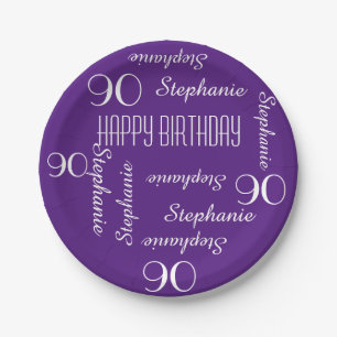 Paper Plates, 90th Birthday Party Repeating Names Plate