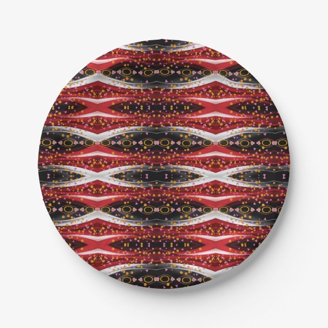 Paper Plates Abstract Red Black White (Front)