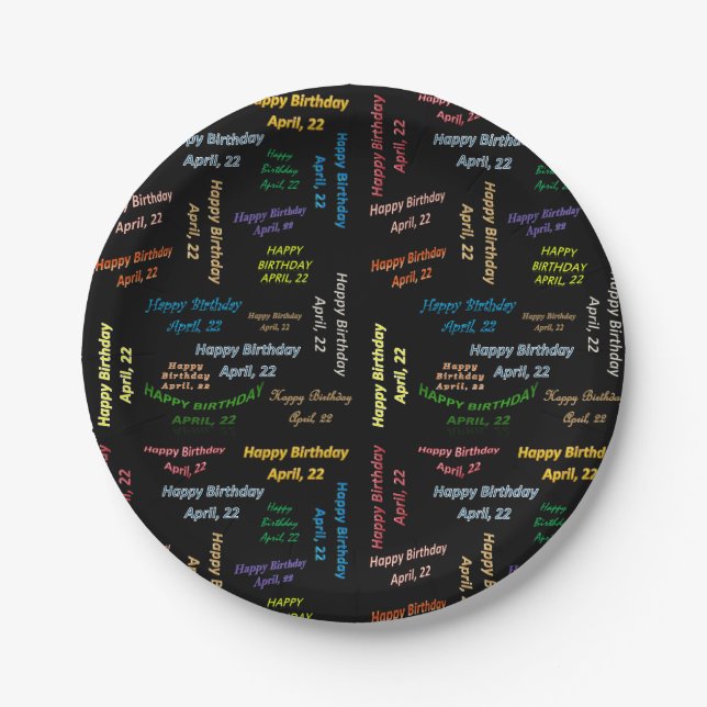 Paper Plates April, 22 Birthday (Front)