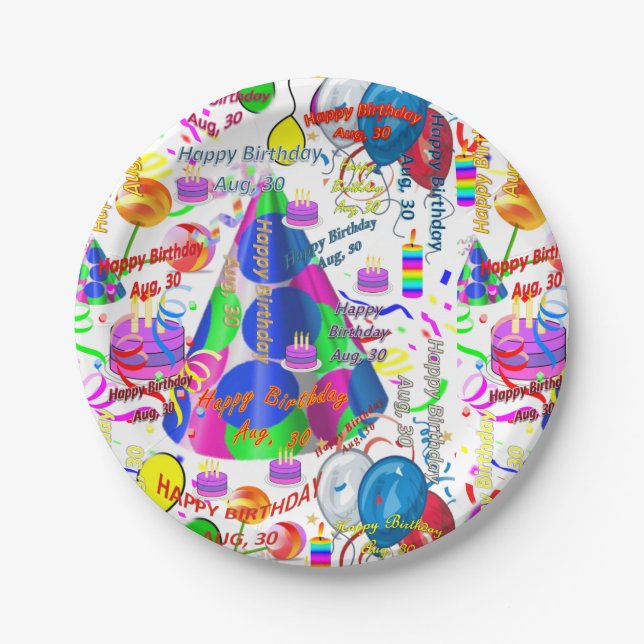 Paper Plates August, 30 Birthday (Front)