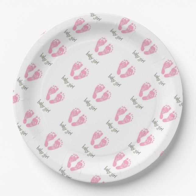 Paper Plates/Baby Girl Feet Paper Plate (Front)