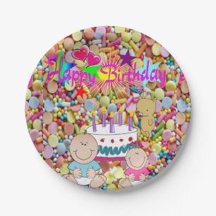 Paper Plates, Baby Happy Birthday Plate