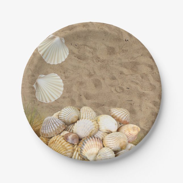 Paper Plates, Beach Clams Beach Stones Plate (Front)