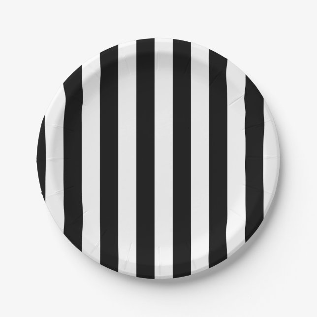 Paper Plates, Black & White Stripe  Plate (Front)
