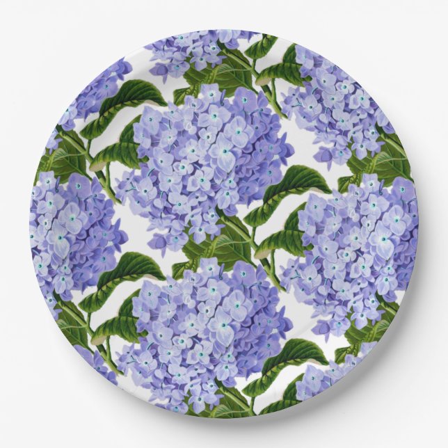 Paper Plates-Blue Hydrangeas Plate (Front)
