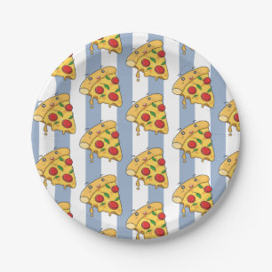 Paper Plates, Blue & White Stripe Pizza Cheese Plate