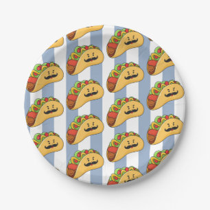 Paper Plates, Blue & White Stripe Tacos Paper Plate
