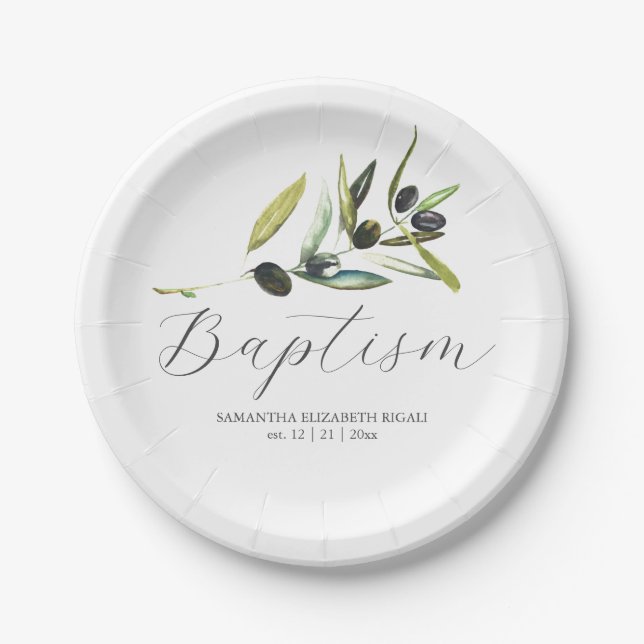 Paper Plates Botanical Olive Branch Greenery (Front)