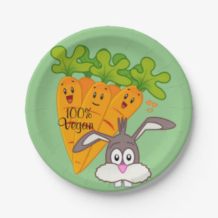 Paper Plates, Carrots Rabbit 100% Vegan Plate