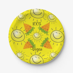 Paper Plates, Carrots Sun 100% Vegan Yellow Paper Plate