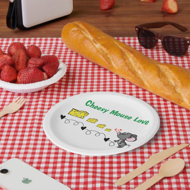 Paper Plates, Cheese Mouse Love Paper Plates (Picnic)