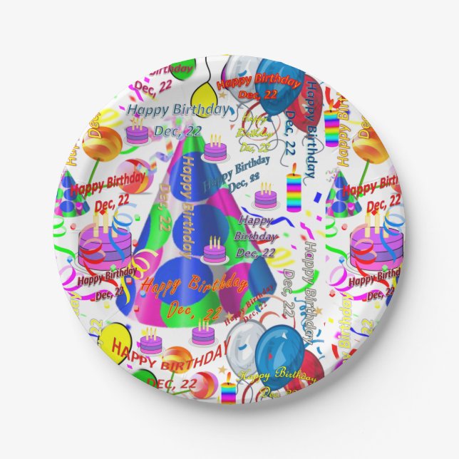 Paper Plates December, 22 Birthday (Front)