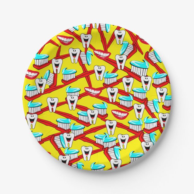 Paper Plates, Dentist Toothbrush Toothpaste Teeth Plate (Front)