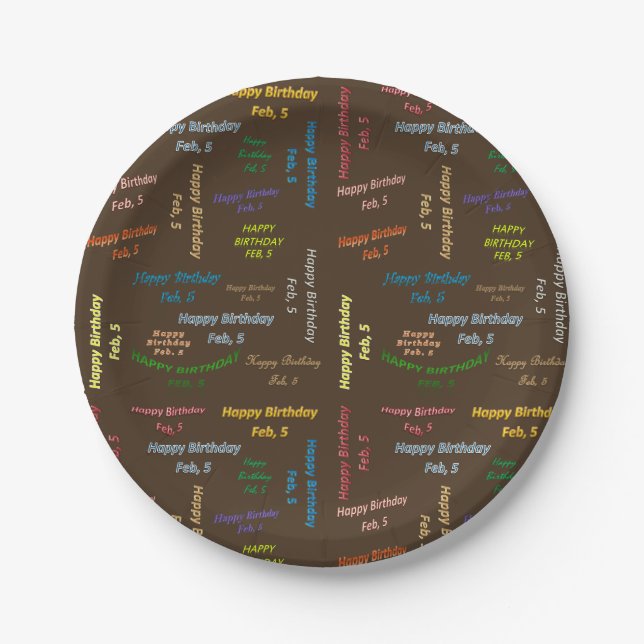 Paper Plates February, 5 Birthday (Front)