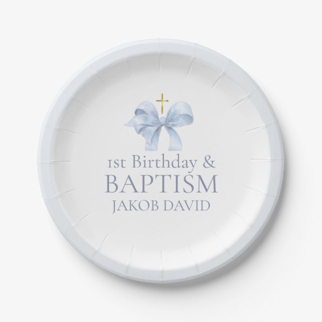 Paper Plates for Boys 1st Birthday and Baptism  (Front)