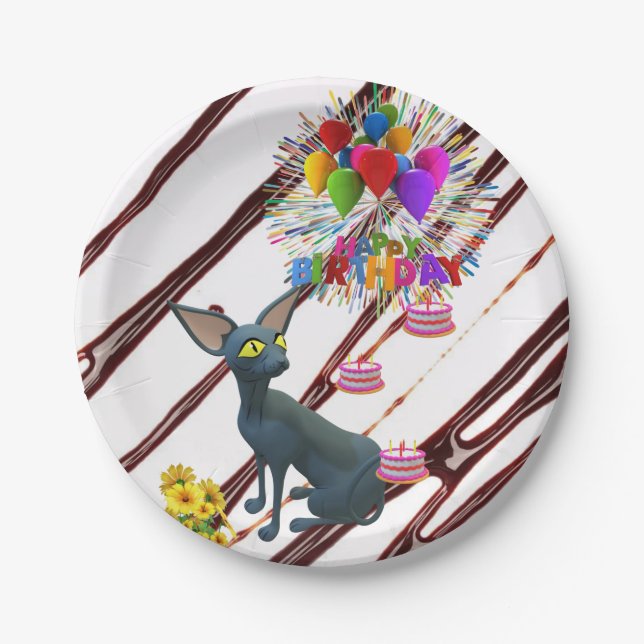 Paper Plates,  Fudge Happy Birthday Cats  Paper Plate (Front)