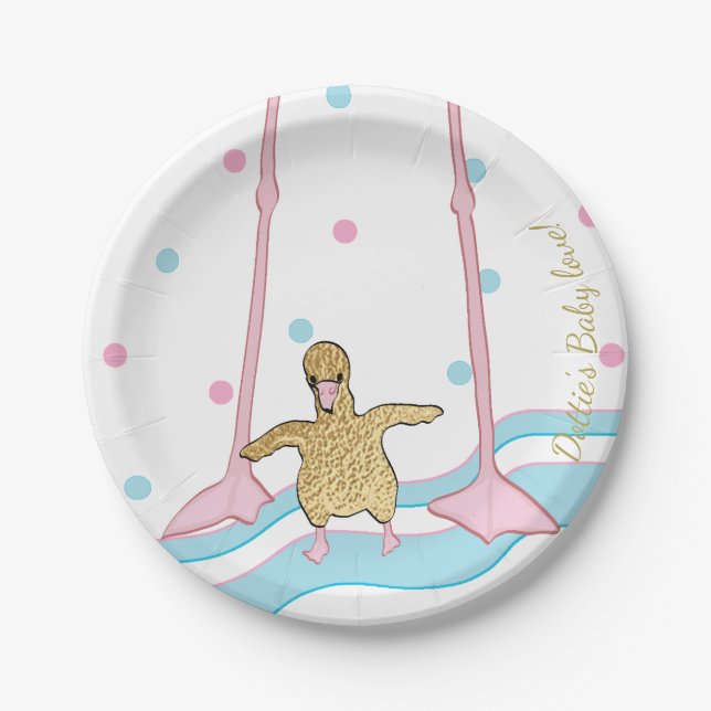 Paper Plates "Gold Flamingo Baby & Mommy" (Front)