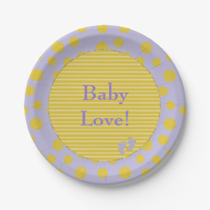 Paper Plates "Gold Glittery Baby Feet"