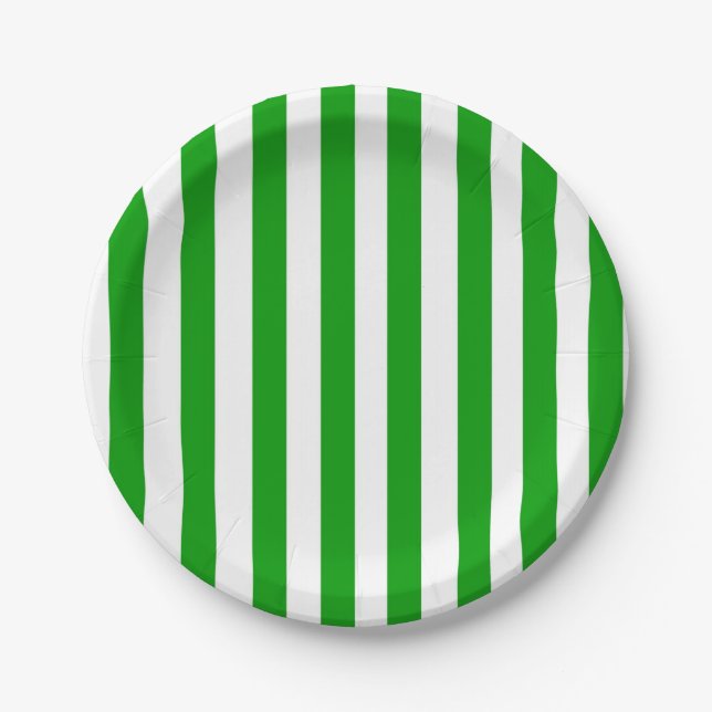 Paper Plates, Green & White Stripe  Plate (Front)