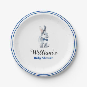 Paper Plates - Grey Rabbit Blue Bow Tie