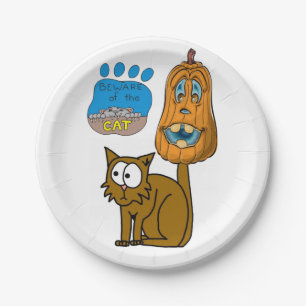 Paper plates Halloween, Cat
