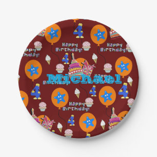 Paper Plates, Happy 4th Birthday #4 Balloons Plate