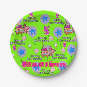 Paper Plates, Happy 5th Birthday #5 Balloons Plate