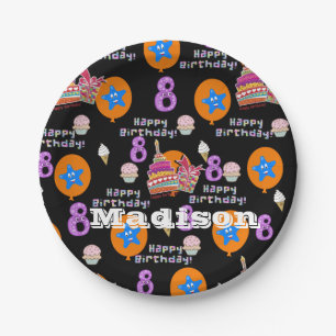 Paper Plates, Happy 8th Birthday #8 Balloons Plate