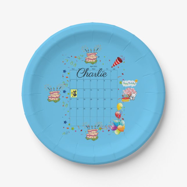 Paper Plates, Happy Birthday April 2022   Paper Plate (Front)