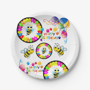 Paper Plates, Happy Birthday Balloons Bumblebee Plate