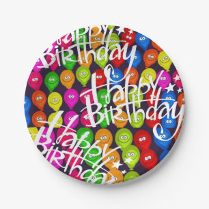 Paper Plates, Happy Birthday Balloons Paper Plate
