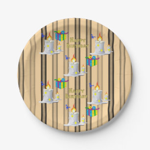 Paper Plates, Happy Birthday Candles Stripe Plate