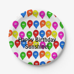 Paper Plates, Happy Birthday Colourful Balloons Paper Plate