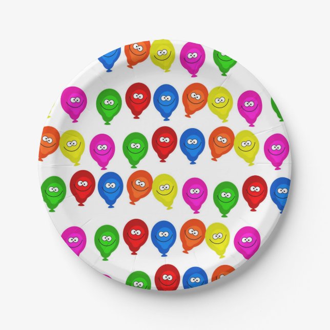 Paper Plates, Happy Birthday Colourful Balloons Plate (Front)