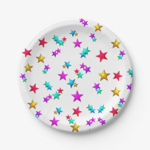Paper Plates, Happy Birthday Colourful Stars Paper Plate