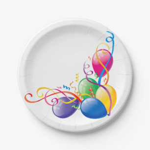 Paper Plates, Happy Birthday Confetti Balloons Plate